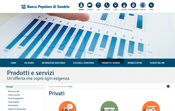 Sezione Prodotti sito web