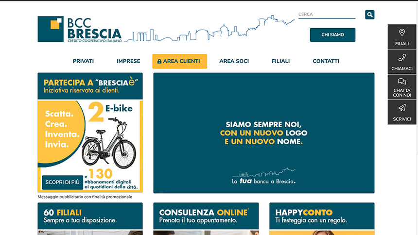 Homepage nuovo sito web